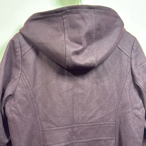 (W3) London Fog Wool Blend Zip Up Hooded Coat, Wine Red, Size L - Picture 5 of 14